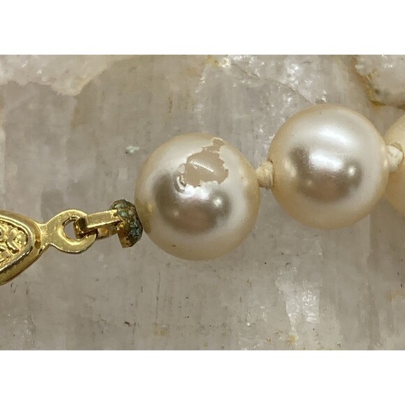 Vintage Japan Faux Pearl Knotted Beaded Single Strand 19'' Necklace Fish Hook - Picture 8 of 10